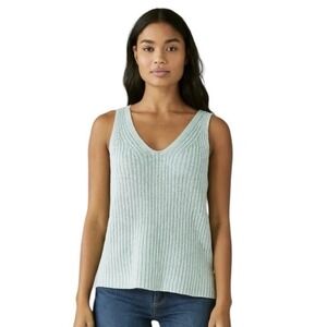 Loft Light Blue Shaker Stitch V-Neck Sweater Tank Size Medium